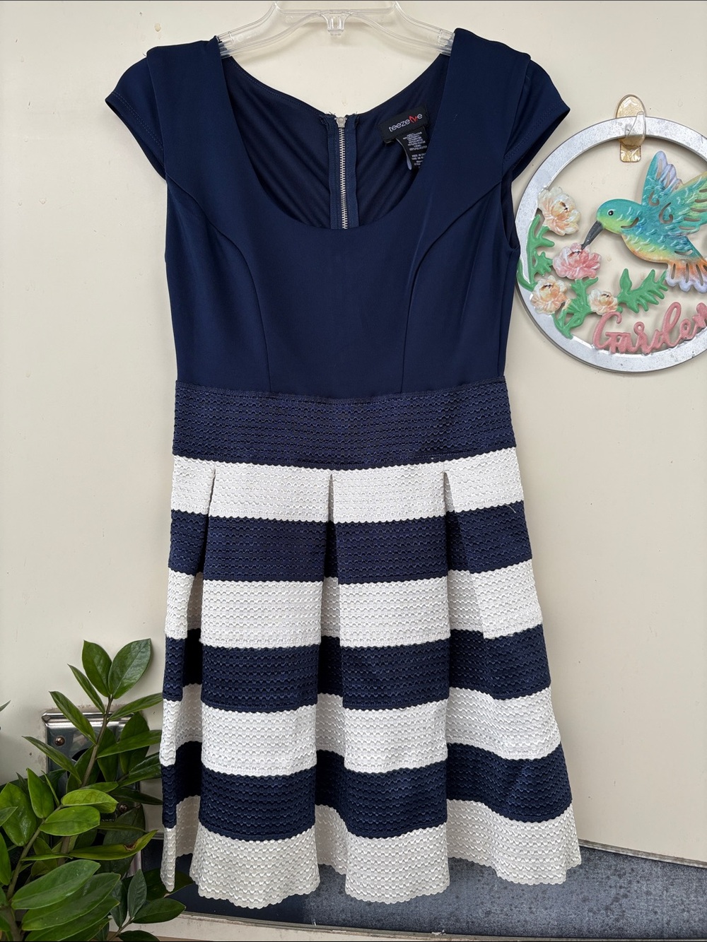Teeze Me Navy Top with Red Accent Logo